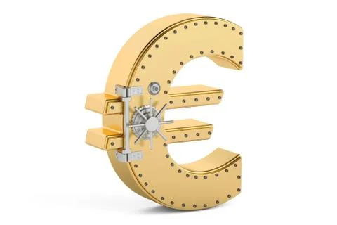 Safe box in shape of symbol euro, 3D rendering Stock-Illustration