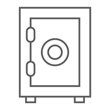 Safe box thin line icon, deposit and protection 스톡 일러스트