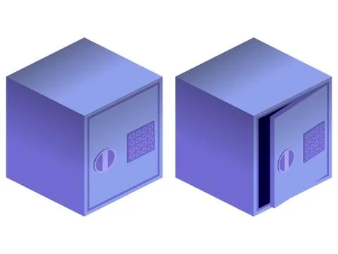 Safe boxes isometric 3d icons. Isolated on white background. Electronic lock. イラスト素材