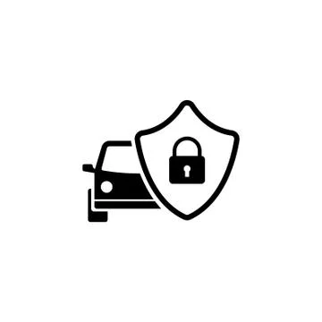 Safe Car Shield Flat Vector Icon Stock Illustration