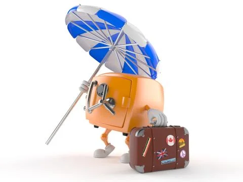 Safe character with luggage Illustrazione stock
