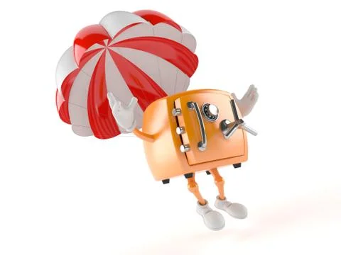 Safe character with parachute Stock Illustration