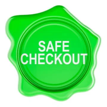 Safe Checkout green seal for secure online payment. 3D rendering Stock Illustration