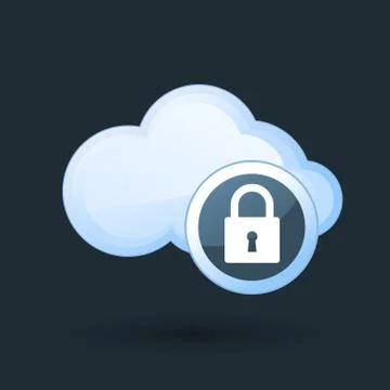 Safe cloud computing - cloud and padlock icon Stock Illustration