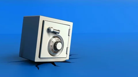 Safe with coins fall Stockbeeldmateriaal 76825576