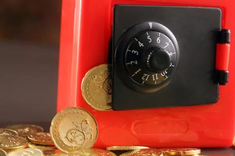 Safe with Coins Stock Photos
