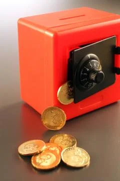 Safe with Coins 스톡 사진