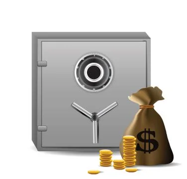 Safe combination lock with money Stock Illustration