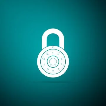 Safe combination lock wheel icon isolated on green background. Combination Illustrazione stock