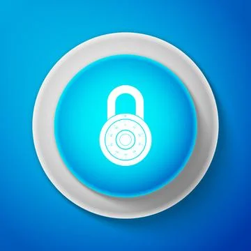Safe combination lock wheel icon isolated on blue background. Combination Stock Illustration