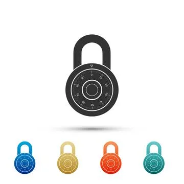 Safe combination lock wheel icon isolated on white background. Combination Stock Illustration