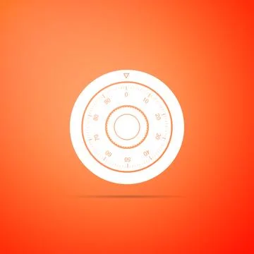 Safe combination lock wheel icon isolated on orange background. Protection Illustrazione stock