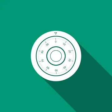 Safe combination lock wheel icon isolated with long shadow. Protection concept イラスト素材