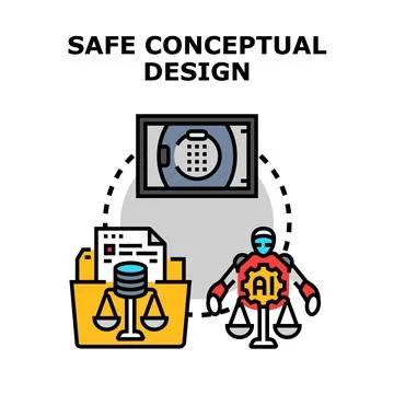 Safe conceptual design protecting artificial intelligence data Stock Illustration