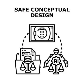 Safe conceptual design protecting artificial intelligence data Stock Illustration
