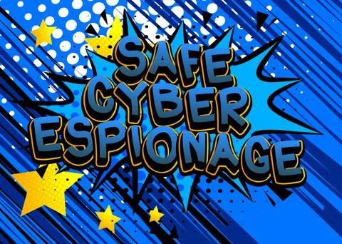 Safe Cyber Espionage. Comic book word text on abstract comics background. Ret Stock Illustration