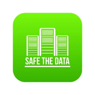 Safe the data icon green vector 스톡 일러스트