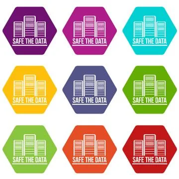 Safe the data icons set 9 vector 스톡 일러스트