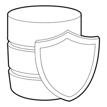 Safe database icon, outline style Illustrazione stock