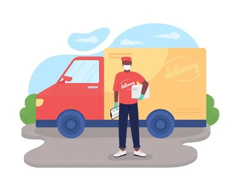 Safe delivery 2D vector web banner, poster Stock-Illustration
