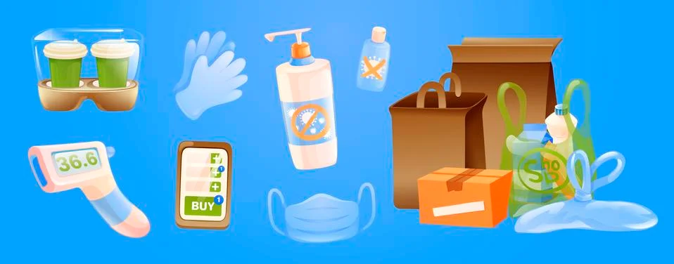 Safe delivery objects. Safety stuffs, vector draw Illustrazione stock