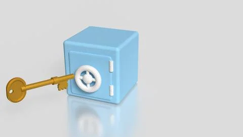 The Safe deposit box and Key  for Earn or Business concept 3d Rendering. Stockfoto's