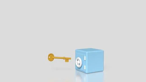 The Safe deposit box and Key  for Earn or Business concept 3d Rendering. Stockfoto's