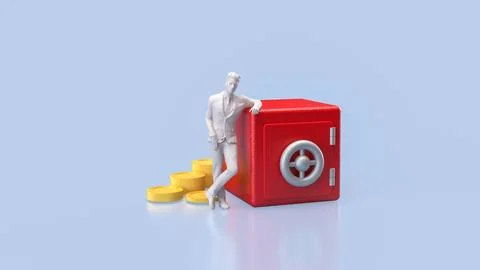 The Safe deposit box for Earn or Business concept 3d Rendering. Ilustración de archivo