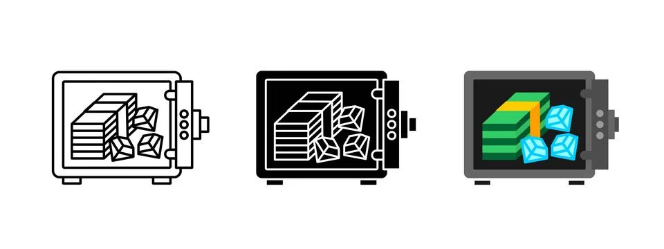 Safe deposit box icon. Vault security vector illustration. Money protection.. Stock Illustration