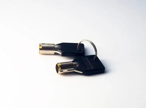 Safe deposit box keys on ring isolated backround Stock Photos