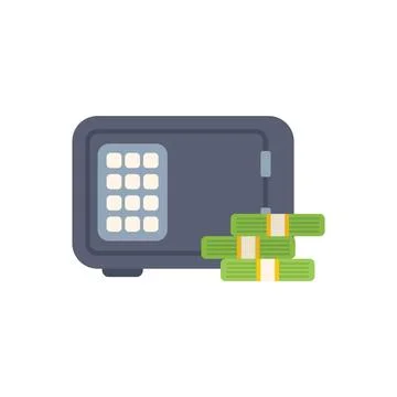 Safe deposit box protecting stacks of money with security code イラスト素材