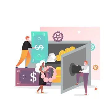 Safe deposit box vector concept for web banner, website page Stock Illustration
