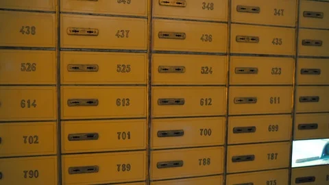 Safe Deposit Boxes in the bank vault room, bank prison room, bank cell bars, Stock Footage 98167160