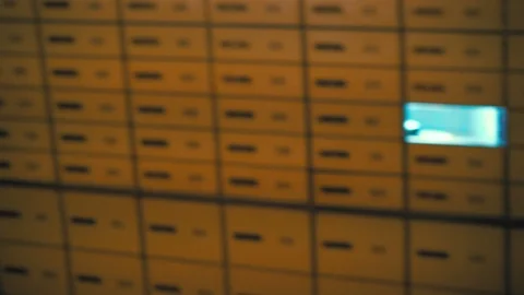 Safe Deposit Boxes in the bank vault room, bank prison room, bank cell bars, Vídeos de archivo 98167258