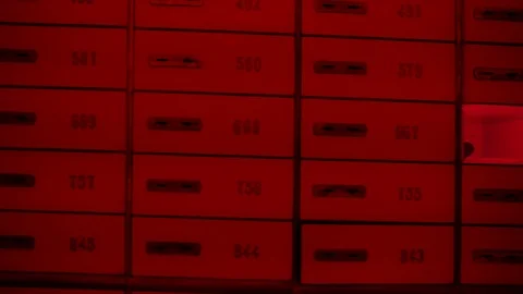 Safe Deposit Boxes in the bank vault room, bank prison room, bank cell bars, Stock Footage 98167685