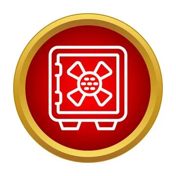 Safe deposit vault icon in red circle Stock Illustration