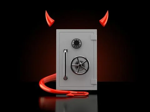 Safe with devil horns and tail Stock Illustration