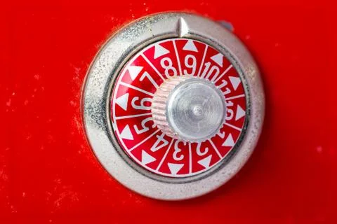 Safe dial in red with numbers Stock Photos