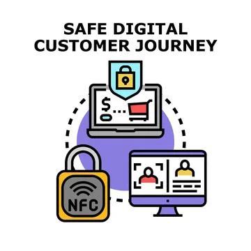 Safe digital customer journey using secure technology Stock Illustration