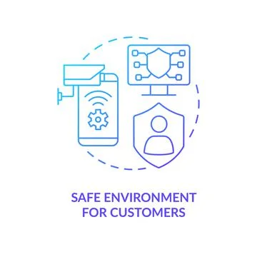 Safe digital environment for customers blue gradient concept icon Stock Illustration