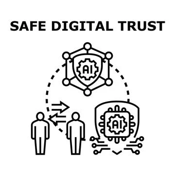 Safe digital trust protecting data exchange and ai Stock Illustration