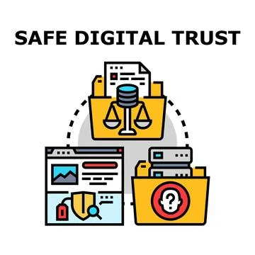 Safe digital trust system protecting online data and privacy Illustrazione stock