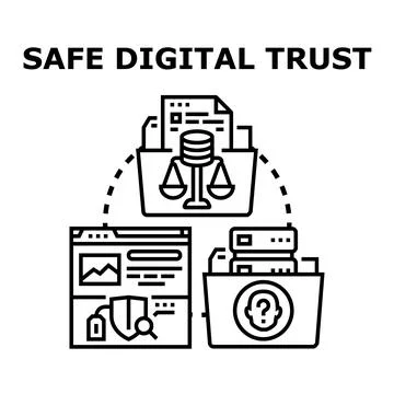 Safe digital trust system protecting online data and privacy Stock Illustration