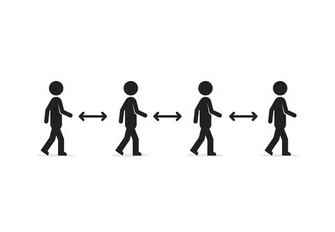 Safe distance between walking people Stock Illustration