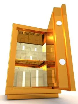 Safe with dollars 3D illustration Stock Illustration