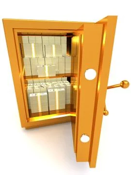 Safe with dollars 3D illustration Stock Illustration