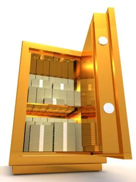 Safe with dollars Stock Illustration