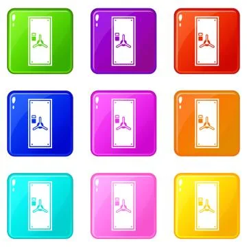 Safe door icons 9 set 스톡 일러스트