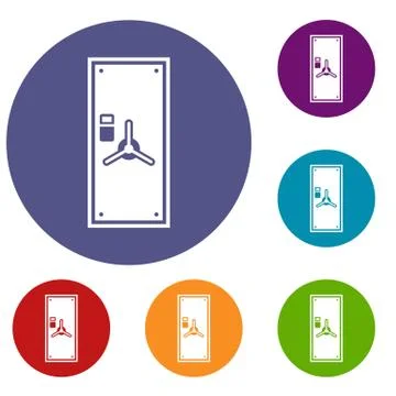 Safe door icons set 스톡 일러스트