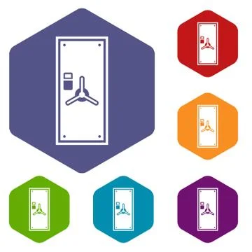 Safe door icons set Illustrazione stock
